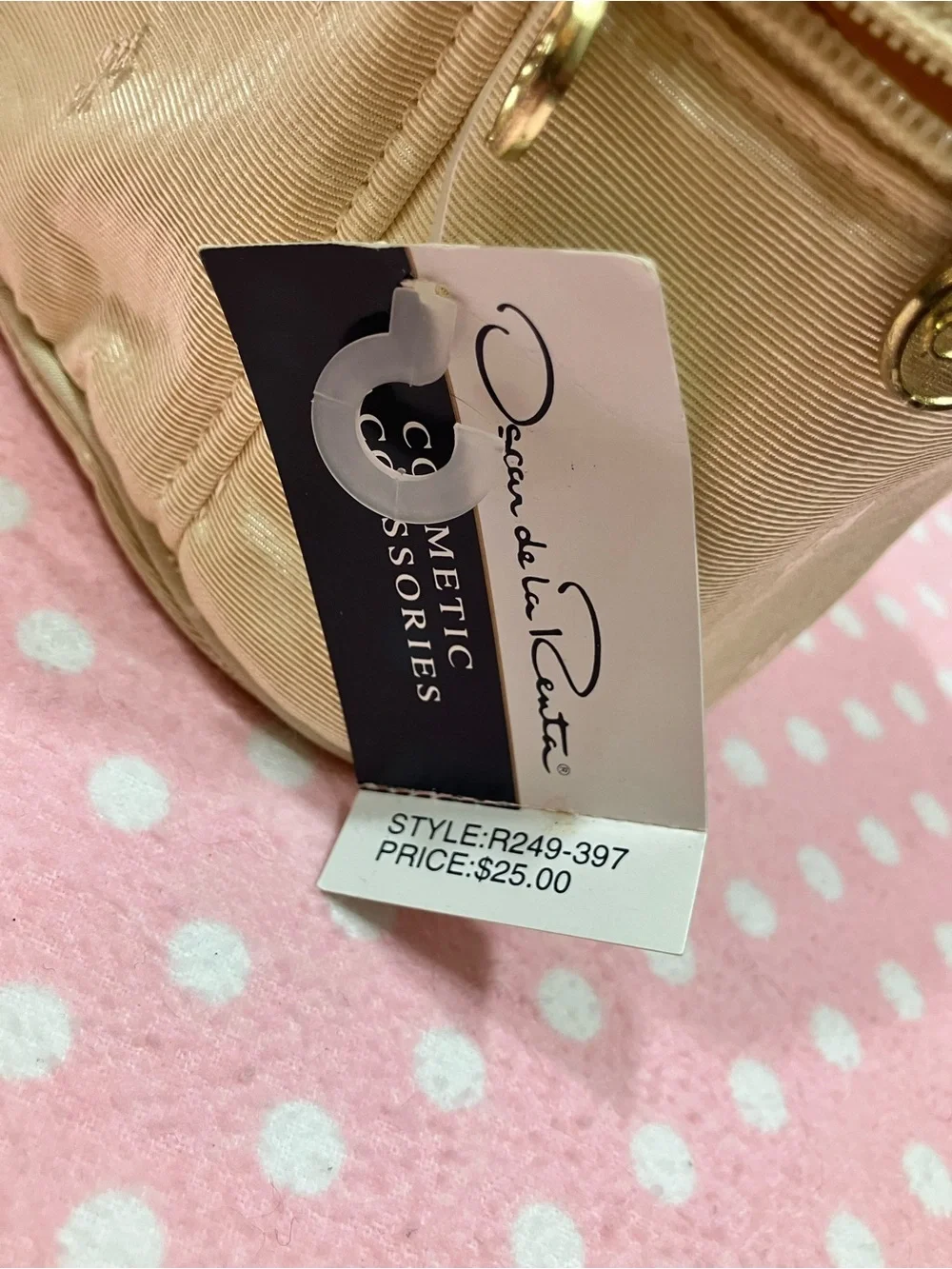 Oscar de la Renta Cream Travel/Cosmetic Bag NWT